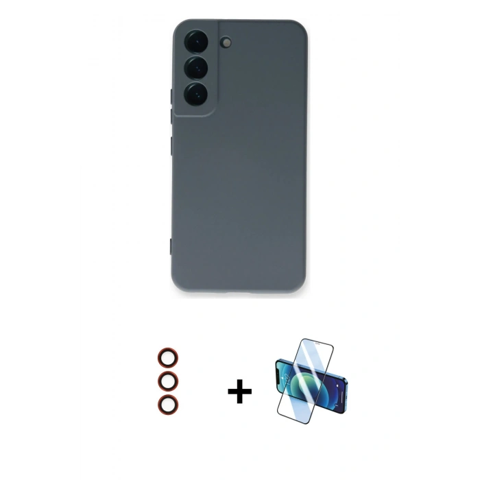 MARSİLYAN™- Galaxy S23 Kılıf Ahenk Serisi - Siyah 3D Antistatik Seramik Nano Ekran Koruyucu + Metal Kamera Lens - KI