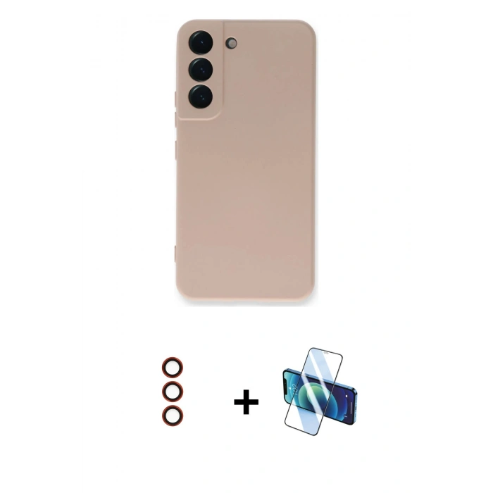 MARSİLYAN™- Galaxy S23 Kılıf Ahenk Serisi - Siyah 3D Antistatik Seramik Nano Ekran Koruyucu + Metal Kamera Lens - KI