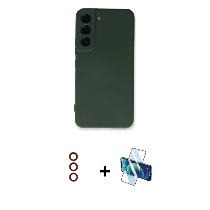MARSİLYAN™- Galaxy S23 Kılıf Ahenk Serisi - Siyah 3D Antistatik Seramik Nano Ekran Koruyucu + Metal Kamera Lens - KI