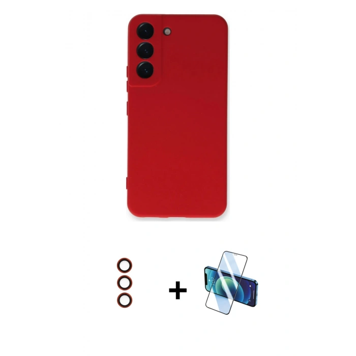 MARSİLYAN™- Galaxy S23 Kılıf Ahenk Serisi - Siyah 3D Antistatik Seramik Nano Ekran Koruyucu + Metal Kamera Lens - KI