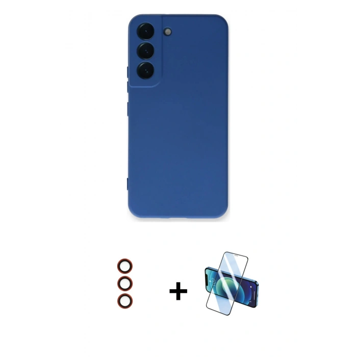 MARSİLYAN™- Galaxy S23 Kılıf Ahenk Serisi - Siyah 3D Antistatik Seramik Nano Ekran Koruyucu + Metal Kamera Lens - KI