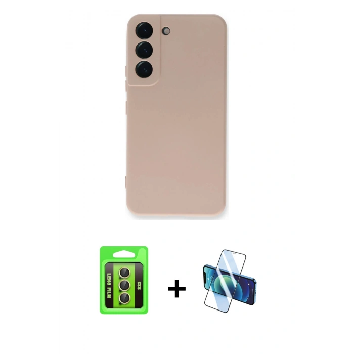 MARSİLYAN™- Galaxy S23 Kılıf Ahenk Serisi - Siyah 3D Antistatik Seramik Nano Ekran Koruyucu + Raze Metal Kamera Lens - SI