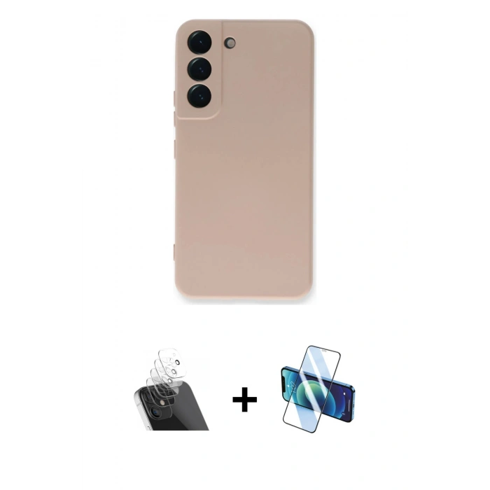 MARSİLYAN™- Galaxy S23 Kılıf Ahenk Serisi - Siyah 3D Antistatik Seramik Nano Ekran Koruyucu + Kamera Lens Koruma Cam - SF