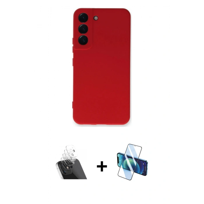 MARSİLYAN™- Galaxy S23 Kılıf Ahenk Serisi - Siyah 3D Antistatik Seramik Nano Ekran Koruyucu + Kamera Lens Koruma Cam - SF