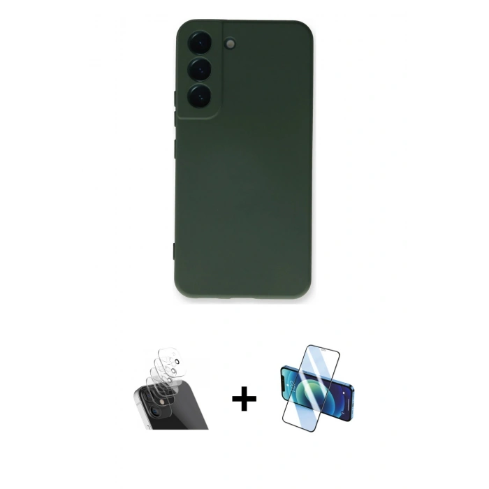 MARSİLYAN™- Galaxy S23 Kılıf Ahenk Serisi - Siyah 3D Antistatik Seramik Nano Ekran Koruyucu + Kamera Lens Koruma Cam - SF