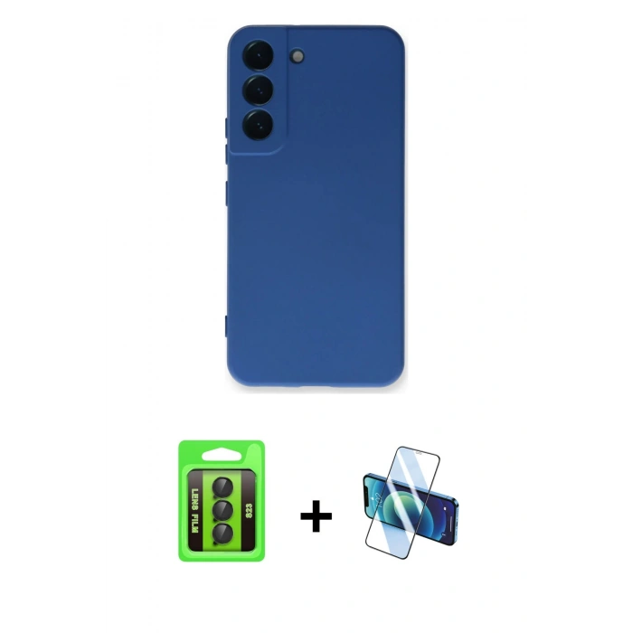 MARSİLYAN™- Galaxy S23 Kılıf Ahenk Serisi - Siyah 3D Antistatik Seramik Nano Ekran Koruyucu + Raze Metal Kamera Lens - SH