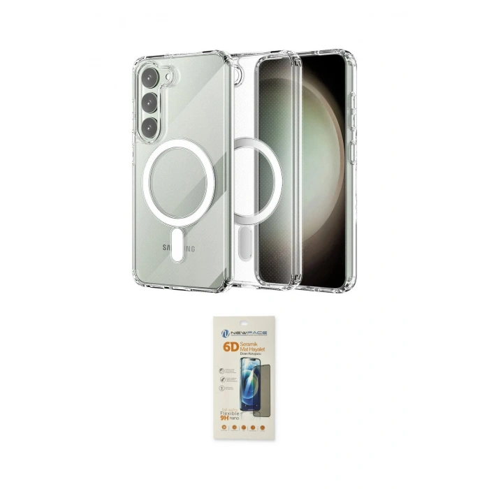 MARSİLYAN™- Galaxy S23 Kılıf Ahenk Yansıma Prime - Siyah 6D Mat Seramik Hayalet Nano Ekran Koruyucu