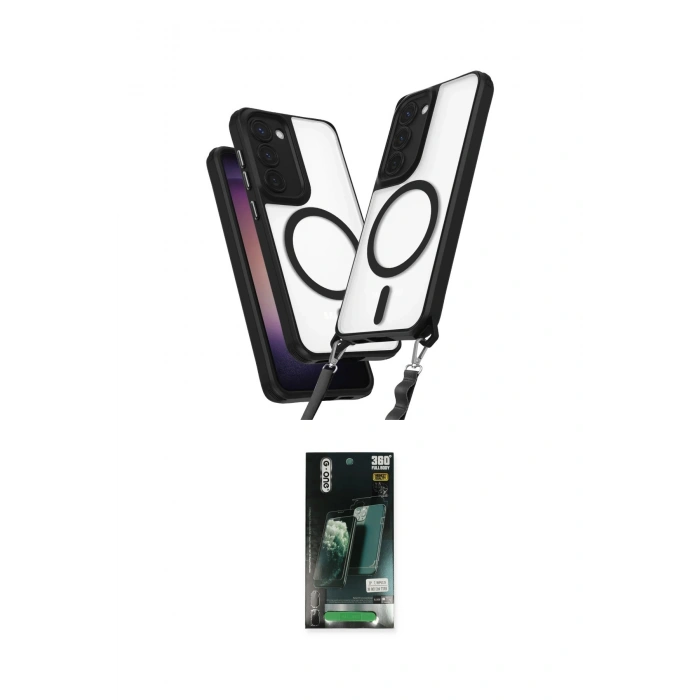 MARSİLYAN™- Galaxy S23 Kılıf Atlas Doku Koleksiyonu - Şeffaf 360 Full Body Arka Koruyucu