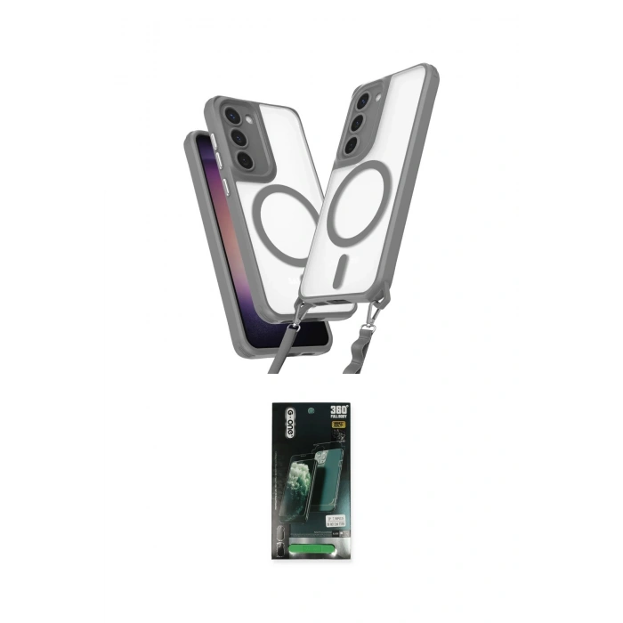 MARSİLYAN™- Galaxy S23 Kılıf Atlas Doku Koleksiyonu - Şeffaf 360 Full Body Arka Koruyucu