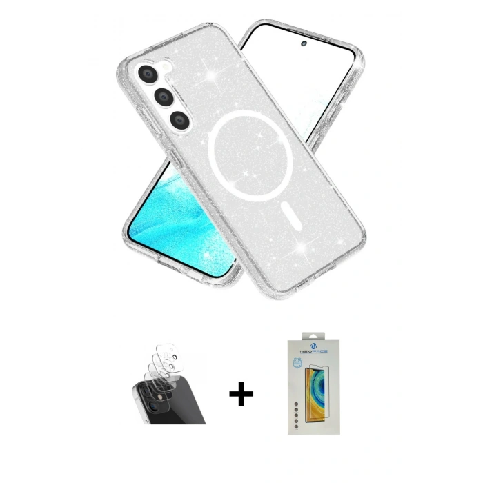 MARSİLYAN™- Galaxy S23 Kılıf Nova Asil Prime - Şeffaf Polymer Nano Ekran Koruyucu + Kamera Lens Koruma Cam - SF