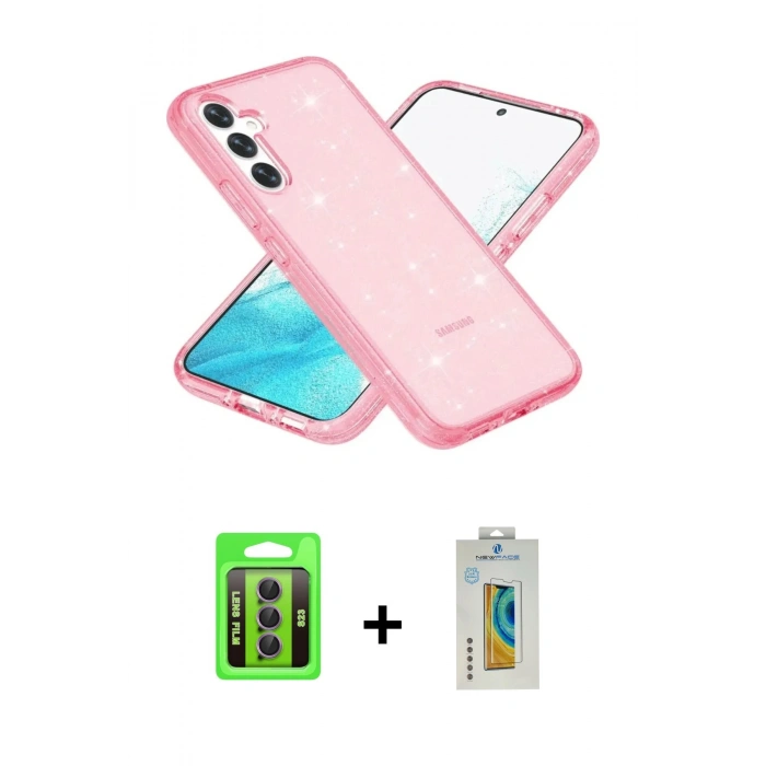 MARSİLYAN™- Galaxy S23 Kılıf Nova Asil Prime - Şeffaf Polymer Nano Ekran Koruyucu + Raze Metal Kamera Lens - MR