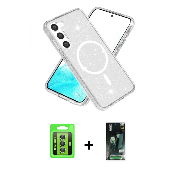 MARSİLYAN™- Galaxy S23 Kılıf Nova Asil Prime - Siyah 360 Mat Full Body Arka Koruyucu + Raze Metal Kamera Lens - YL