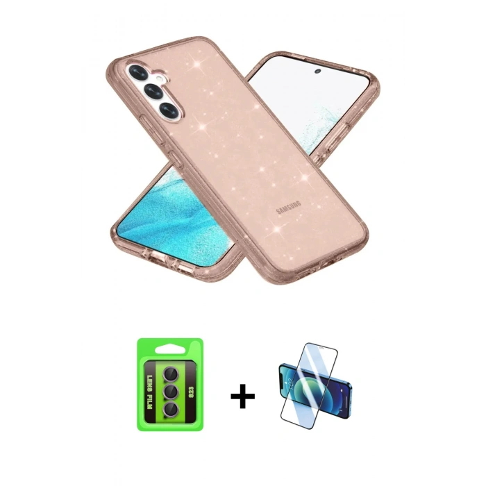 MARSİLYAN™- Galaxy S23 Kılıf Nova Asil Prime - Siyah 3D Antistatik Seramik Nano Ekran Koruyucu + Raze Metal Kamera Lens - MR