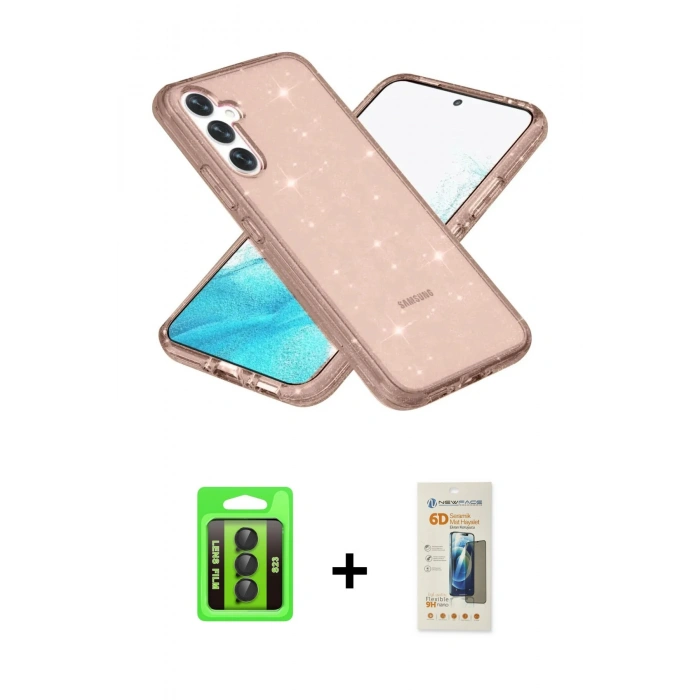 MARSİLYAN™- Galaxy S23 Kılıf Nova Asil Prime - Siyah 6D Mat Seramik Hayalet Nano Ekran Koruyucu + Raze Metal Kamera Lens - SH