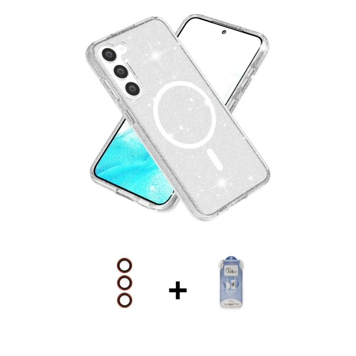 MARSİLYAN™- Galaxy S23 Kılıf Nova Asil Prime - Siyah Joko Magic 5D Cam + Metal Kamera Lens - KI