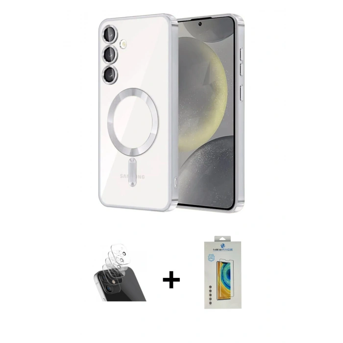 MARSİLYAN™- Galaxy S23 Kılıf Nova Işık Özel Seri - Şeffaf Polymer Nano Ekran Koruyucu + Kamera Lens Koruma Cam - SF