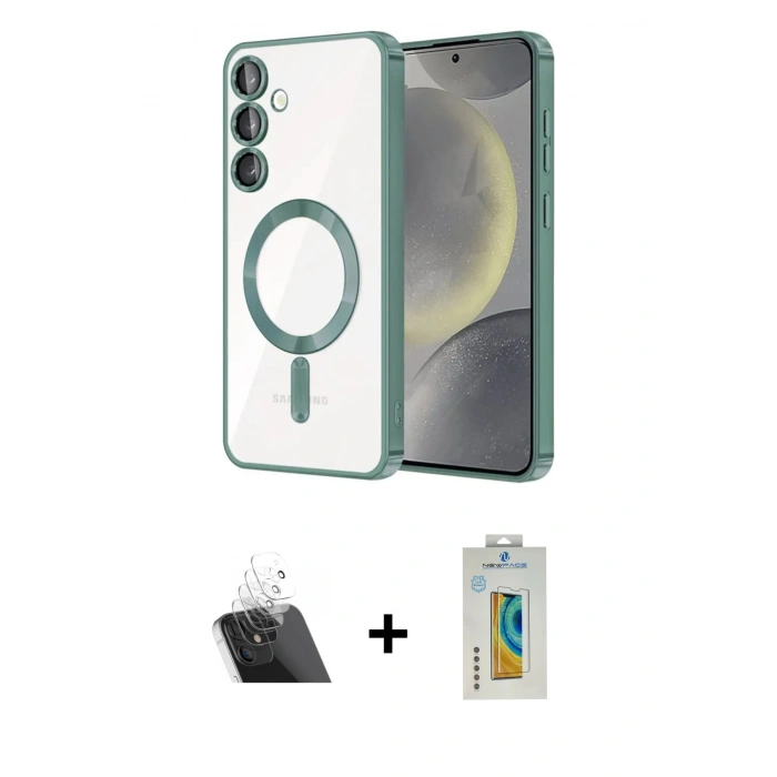 MARSİLYAN™- Galaxy S23 Kılıf Nova Işık Özel Seri - Şeffaf Polymer Nano Ekran Koruyucu + Kamera Lens Koruma Cam - SF