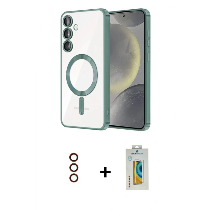 MARSİLYAN™- Galaxy S23 Kılıf Nova Işık Özel Seri - Şeffaf Polymer Nano Ekran Koruyucu + Metal Kamera Lens - KI