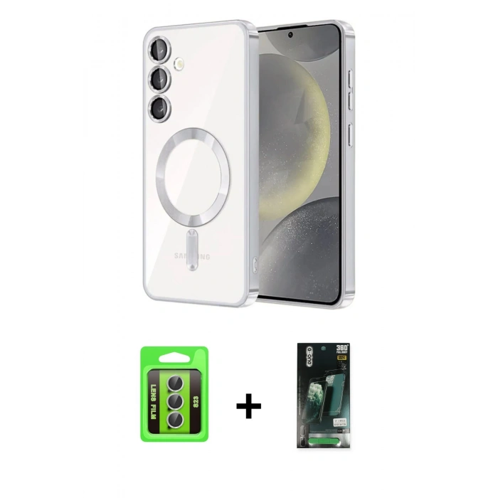 MARSİLYAN™- Galaxy S23 Kılıf Nova Işık Özel Seri - Siyah 360 Mat Full Body Arka Koruyucu + Raze Metal Kamera Lens - GS