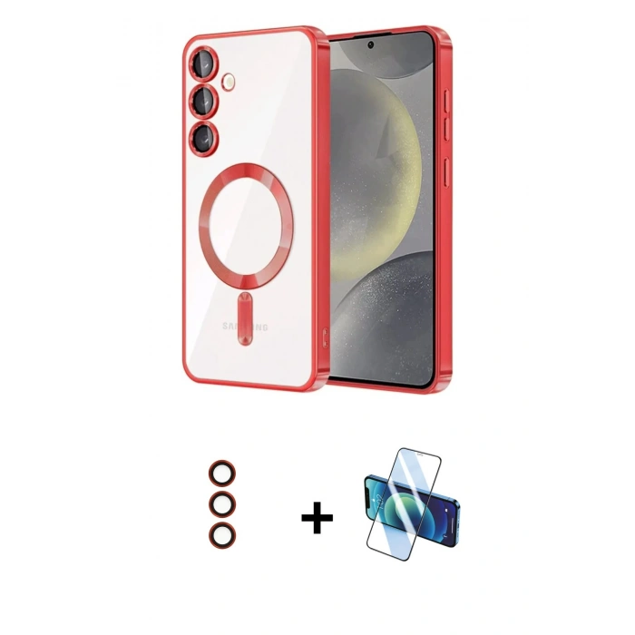MARSİLYAN™- Galaxy S23 Kılıf Nova Işık Özel Seri - Siyah 3D Antistatik Seramik Nano Ekran Koruyucu + Metal Kamera Lens - KI