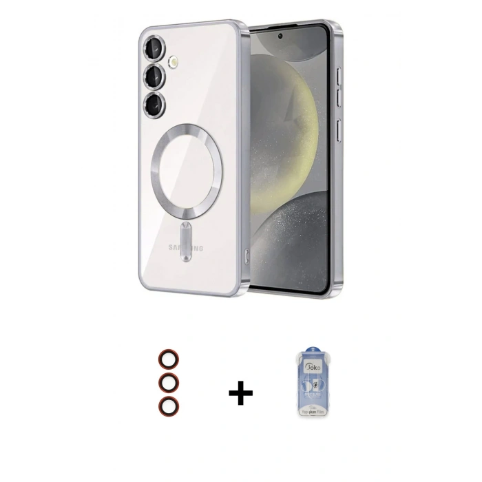 MARSİLYAN™- Galaxy S23 Kılıf Nova Işık Özel Seri - Siyah Joko Magic 5D Cam + Metal Kamera Lens - KI