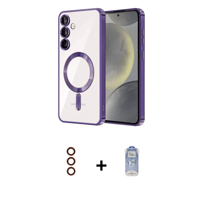 MARSİLYAN™- Galaxy S23 Kılıf Nova Işık Özel Seri - Siyah Joko Magic 5D Cam + Metal Kamera Lens - KI