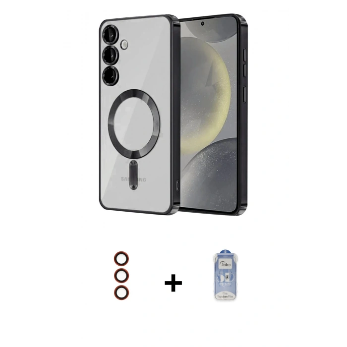 MARSİLYAN™- Galaxy S23 Kılıf Nova Işık Özel Seri - Siyah Joko Magic 5D Cam + Metal Kamera Lens - KI