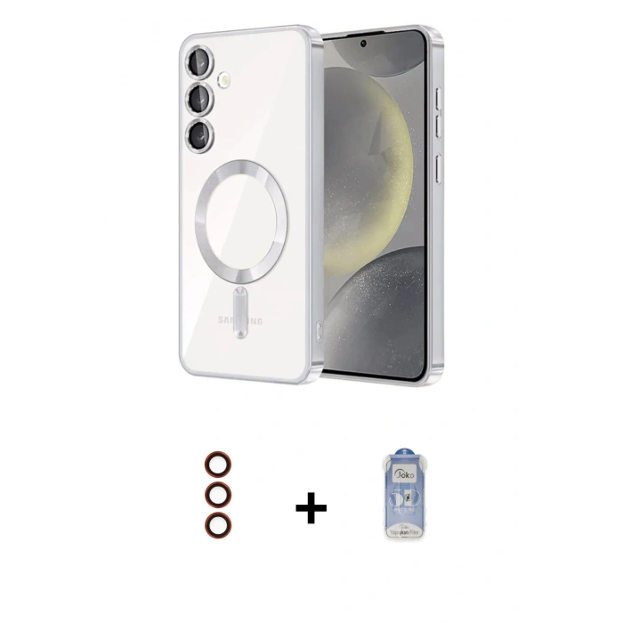 MARSİLYAN™- Galaxy S23 Kılıf Nova Işık Özel Seri - Siyah Joko Magic 5D Cam + Metal Kamera Lens - KI