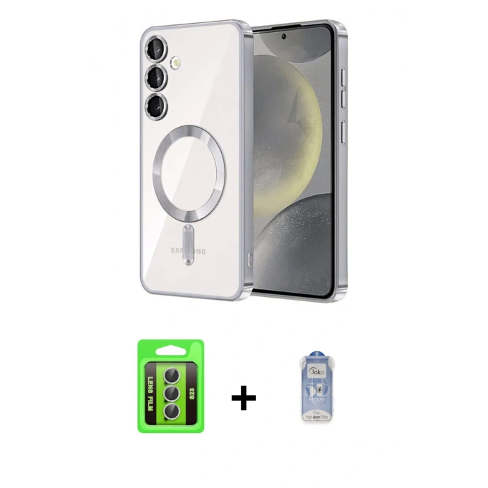 MARSİLYAN™- Galaxy S23 Kılıf Nova Işık Özel Seri - Siyah Joko Magic 5D Cam + Raze Metal Kamera Lens - GS