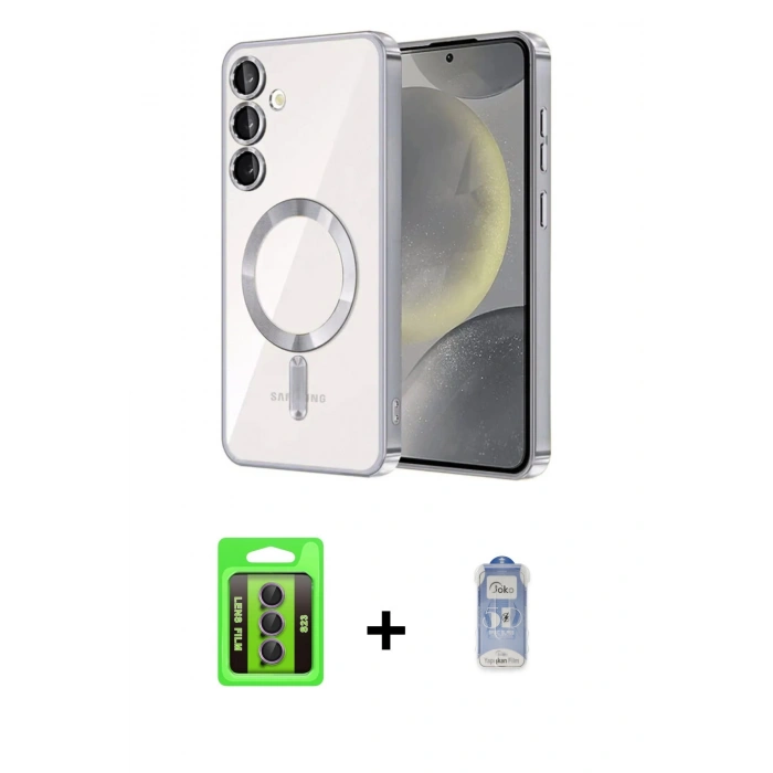 MARSİLYAN™- Galaxy S23 Kılıf Nova Işık Özel Seri - Siyah Joko Magic 5D Cam + Raze Metal Kamera Lens - MR
