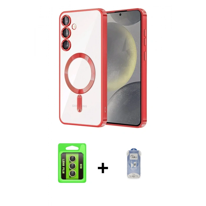 MARSİLYAN™- Galaxy S23 Kılıf Nova Işık Özel Seri - Siyah Joko Magic 5D Cam + Raze Metal Kamera Lens - SI