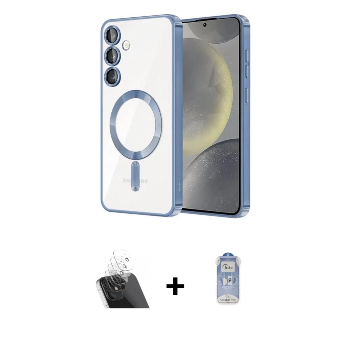 MARSİLYAN™- Galaxy S23 Kılıf Nova Işık Özel Seri - Siyah Joko Magic 5D Cam + Şeffaf Kamera Lens Koruma Cam