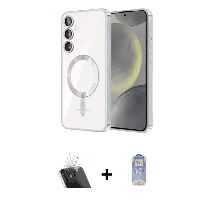 MARSİLYAN™- Galaxy S23 Kılıf Nova Işık Özel Seri - Siyah Joko Magic 5D Cam + Şeffaf Kamera Lens Koruma Cam