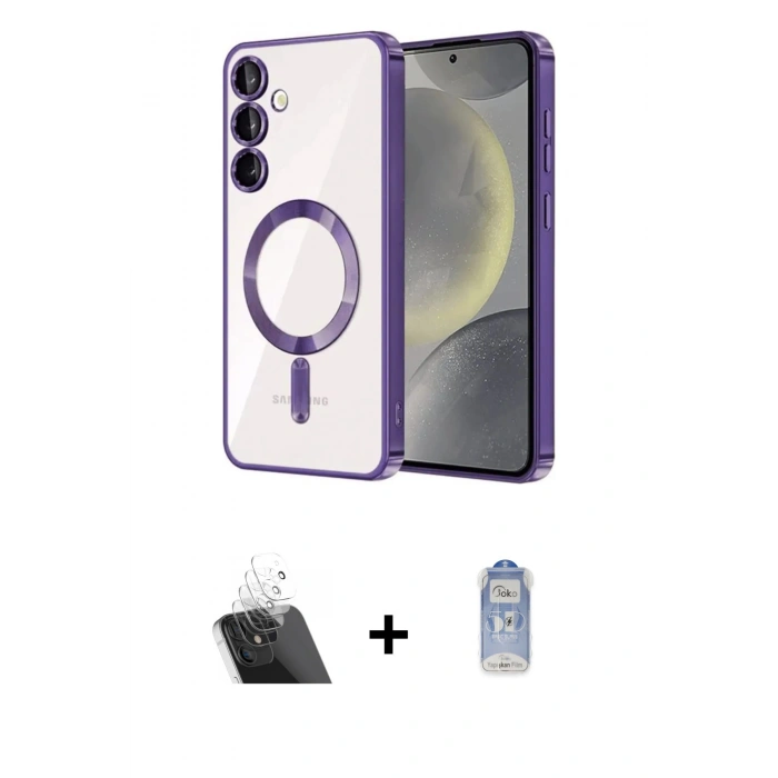 MARSİLYAN™- Galaxy S23 Kılıf Nova Işık Özel Seri - Siyah Joko Magic 5D Cam + Şeffaf Kamera Lens Koruma Cam