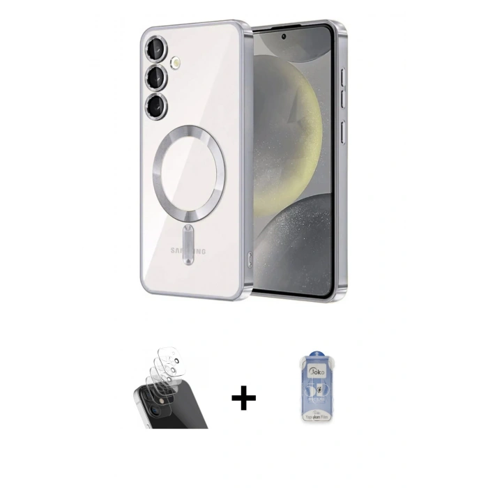 MARSİLYAN™- Galaxy S23 Kılıf Nova Işık Özel Seri - Siyah Joko Magic 5D Cam + Şeffaf Kamera Lens Koruma Cam