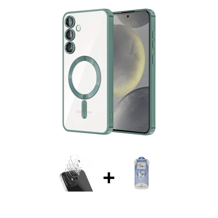 MARSİLYAN™- Galaxy S23 Kılıf Nova Işık Özel Seri - Siyah Joko Magic 5D Cam + Şeffaf Kamera Lens Koruma Cam