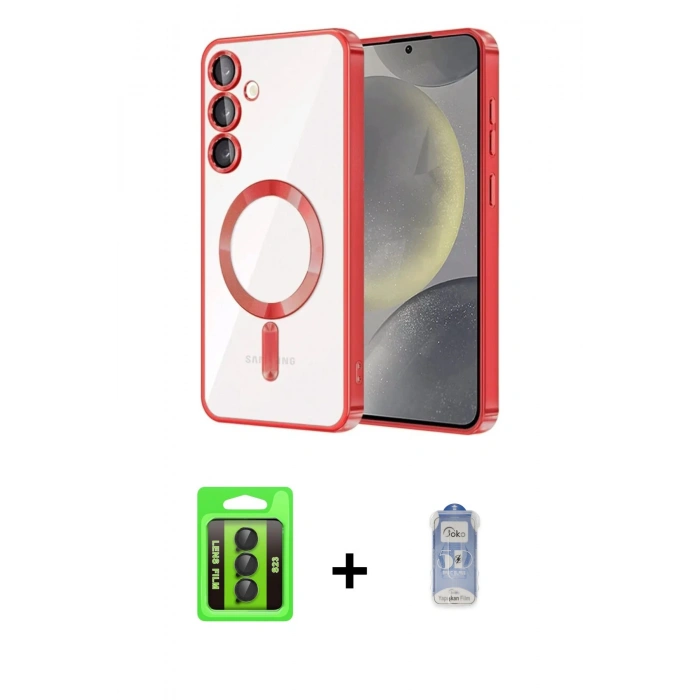 MARSİLYAN™- Galaxy S23 Kılıf Nova Işık Özel Seri - Siyah Joko Magic 5D Cam + Raze Metal Kamera Lens - SH