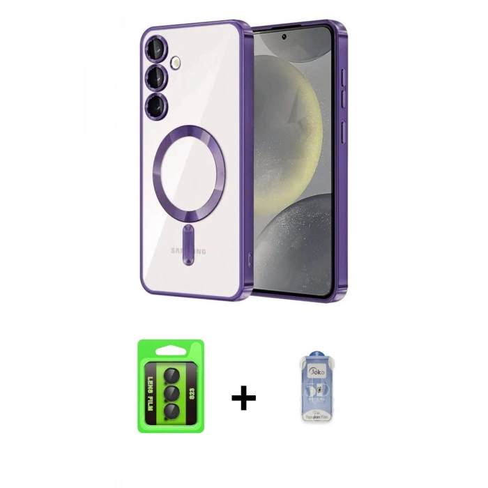 MARSİLYAN™- Galaxy S23 Kılıf Nova Işık Özel Seri - Siyah Joko Magic 5D Cam + Raze Metal Kamera Lens - SH