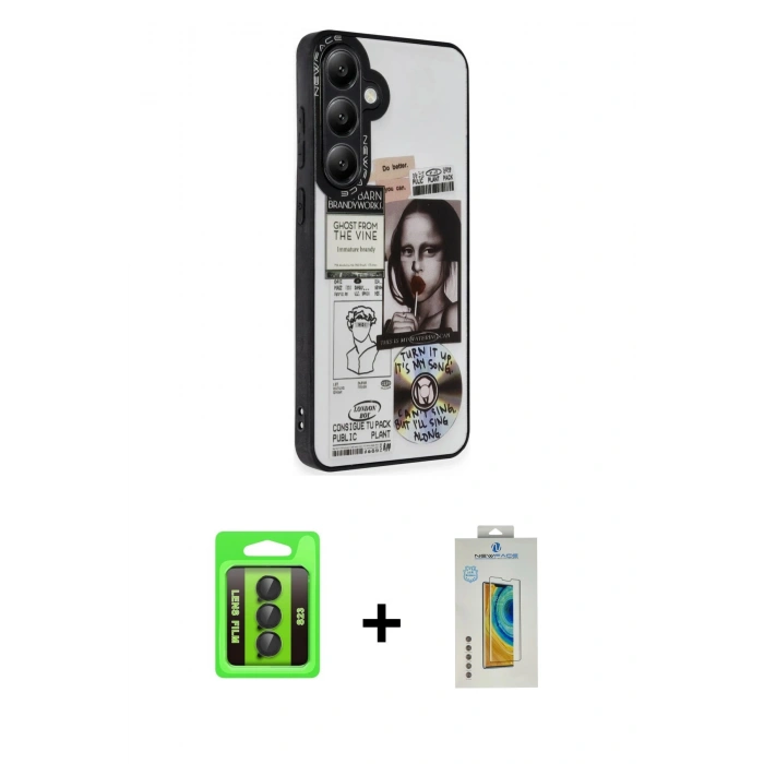MARSİLYAN™- Galaxy S23 Kılıf Odak Klasik Serisi - Şeffaf Polymer Nano Ekran Koruyucu + Raze Metal Kamera Lens - SH