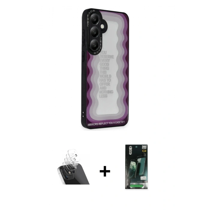 MARSİLYAN™- Galaxy S23 Kılıf Odak Klasik Serisi - Siyah 360 Mat Full Body Arka Koruyucu + Kamera Lens Koruma Cam - SF