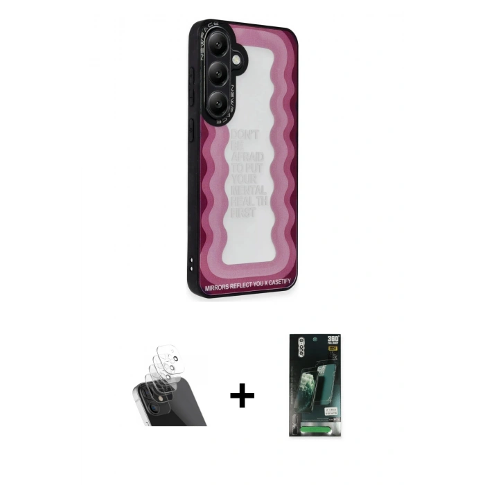 MARSİLYAN™- Galaxy S23 Kılıf Odak Klasik Serisi - Siyah 360 Mat Full Body Arka Koruyucu + Kamera Lens Koruma Cam - SF