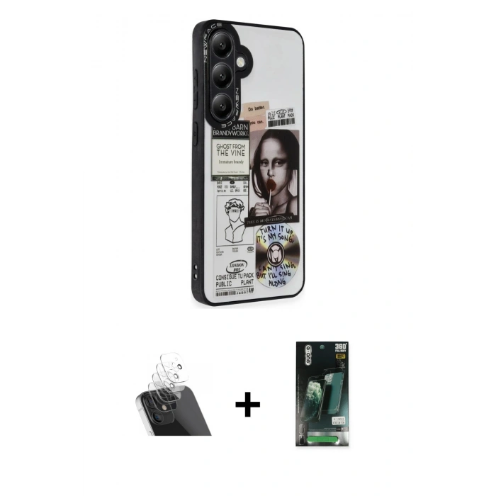 MARSİLYAN™- Galaxy S23 Kılıf Odak Klasik Serisi - Siyah 360 Mat Full Body Arka Koruyucu + Kamera Lens Koruma Cam - SF