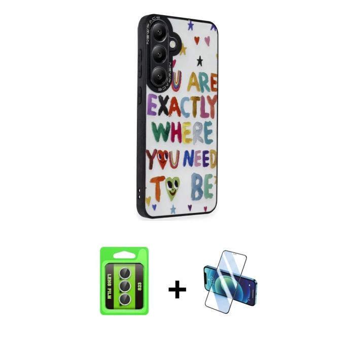 MARSİLYAN™- Galaxy S23 Kılıf Odak Klasik Serisi - Siyah 3D Antistatik Seramik Nano Ekran Koruyucu + Raze Metal Kamera Lens - GS