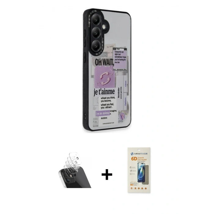 MARSİLYAN™- Galaxy S23 Kılıf Odak Klasik Serisi - Siyah 6D Mat Seramik Hayalet Nano Ekran Koruyucu + Kamera Lens Koruma Cam - SF