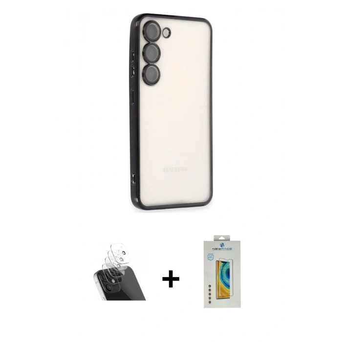 MARSİLYAN™- Galaxy S23 Kılıf Vadi Minimal - Şeffaf Polymer Nano Ekran Koruyucu + Kamera Lens Koruma Cam - SF