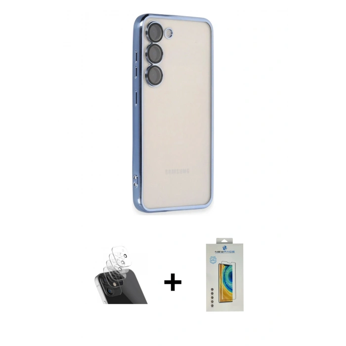 MARSİLYAN™- Galaxy S23 Kılıf Vadi Minimal - Şeffaf Polymer Nano Ekran Koruyucu + Kamera Lens Koruma Cam - SF