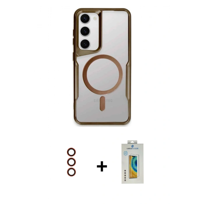 MARSİLYAN™- Galaxy S23 Kılıf Yadigar Klasik Özel Seri - Şeffaf Polymer Nano Ekran Koruyucu + Metal Kamera Lens - KI