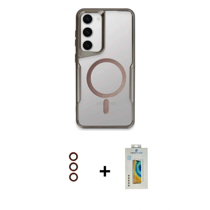 MARSİLYAN™- Galaxy S23 Kılıf Yadigar Klasik Özel Seri - Şeffaf Polymer Nano Ekran Koruyucu + Metal Kamera Lens - KI