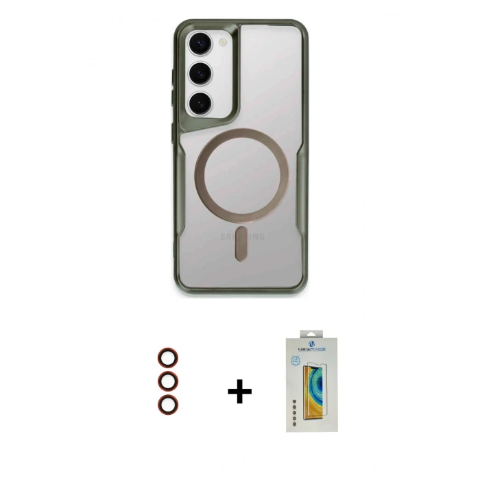 MARSİLYAN™- Galaxy S23 Kılıf Yadigar Klasik Özel Seri - Şeffaf Polymer Nano Ekran Koruyucu + Metal Kamera Lens - KI
