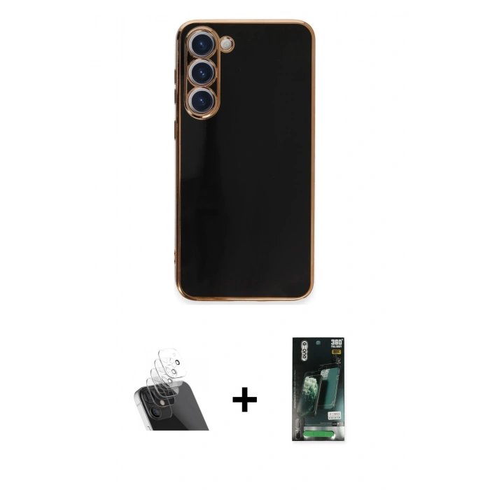 MARSİLYAN™- Galaxy S23 Kılıf Yankı Serisi - Şeffaf 360 Full Body Arka Koruyucu + Kamera Lens Koruma Cam - SF